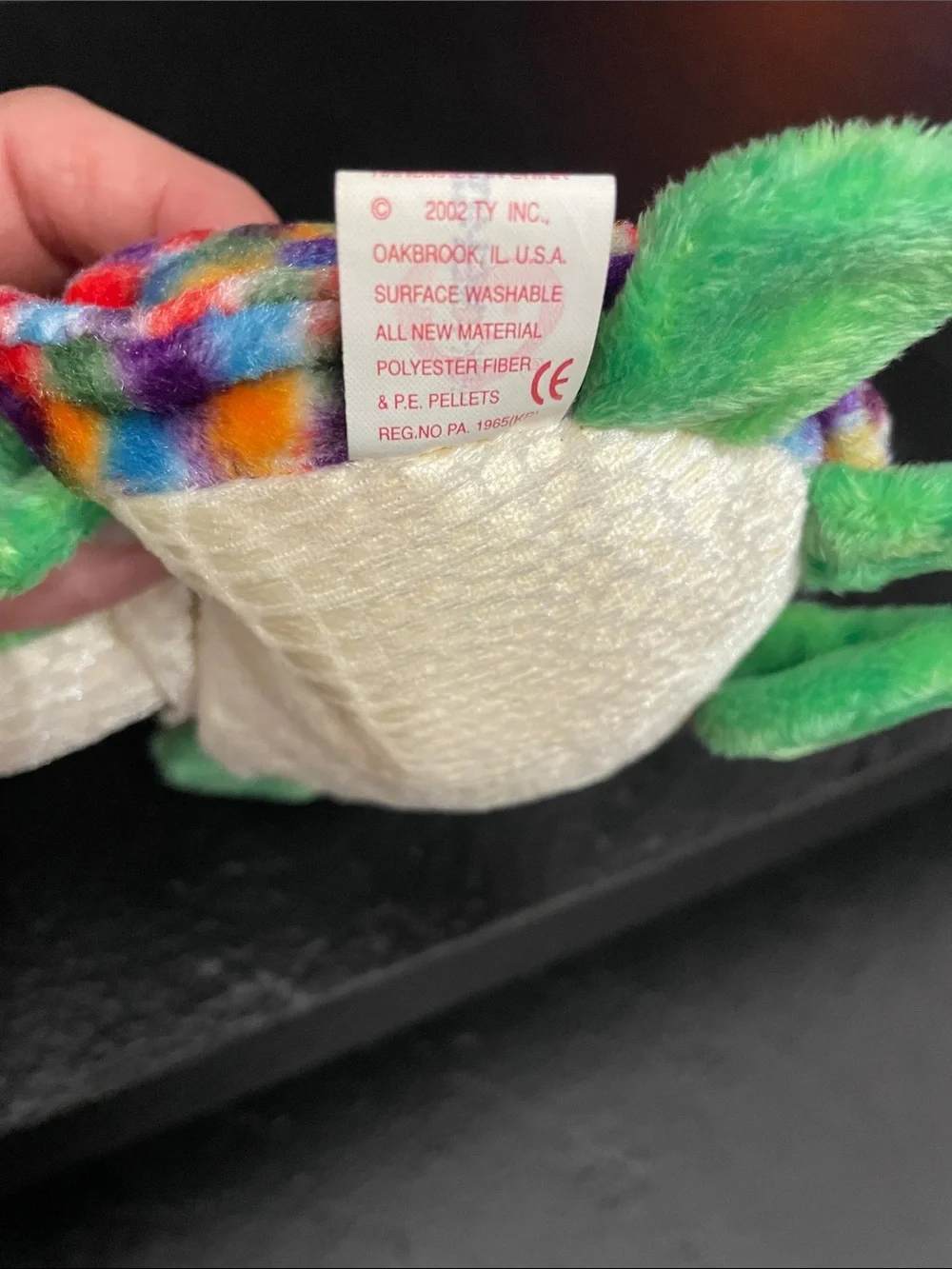 2001 Ty Zoom Multicolor Shell Green Turtle Plush 2002-Tush Tag Clean PE Pellets